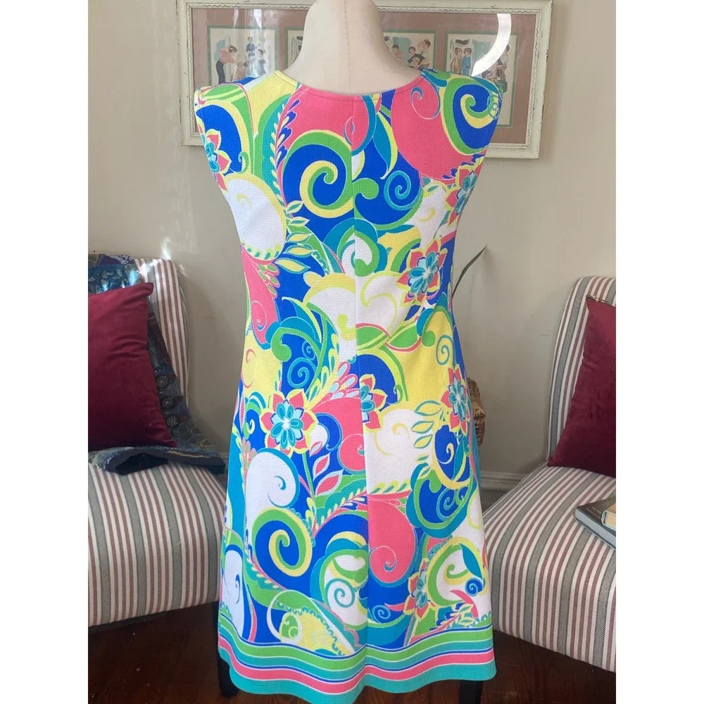Ronni Nicole Multi Color Psychedelic Floral Paisley Shift‎ Dress Size 10 coastal